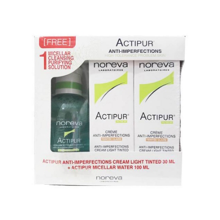 پک دوتایی کرم پودر ضد جوش اکتی پور رنگ روشن و محلول پاک کننده نوروا