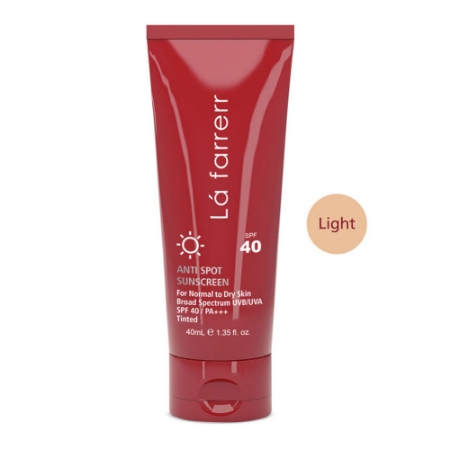 کرم ضد آفتاب ضد لک لافارر مخصوص پوست خشک و معمولی رنگی SPF40