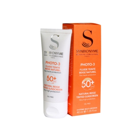 ضد آفتاب فاقد چربی فتو 3 سین بیونیم +SPF50 رنگ بژ طبیعی حجم 40 میلی لیتر