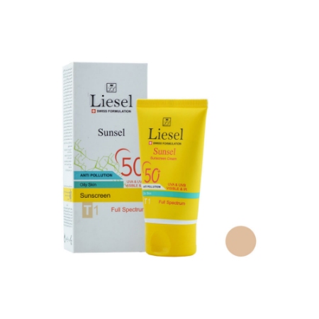 کرم ضد آفتاب لایسل مدل Sunsel SPF50 مناسب پوست چرب شماره T1