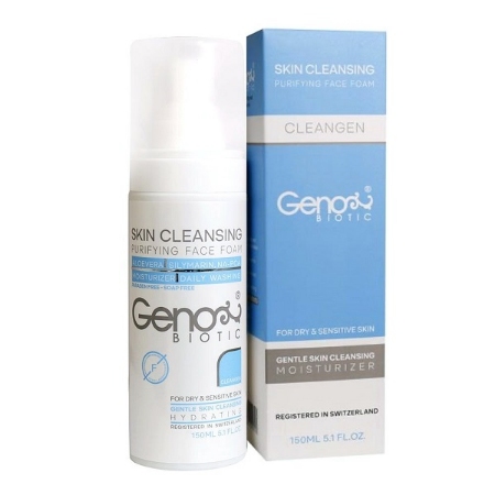 فوم شستشو صورت ژنوبایوتیک مخصوص صورت خشک حجم 150 میلی لیتر