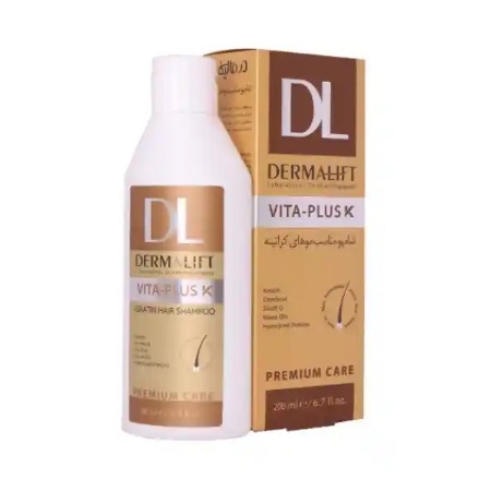 شامپو کراتین درمالیفت مدل ویتا پلاس کی حجم 200 میلی لیتر