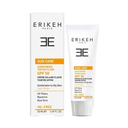 فلوئید ضد آفتاب رنگی اریکه مخصوص پوست مختلط تا چرب حجم 50 میلی لیتر